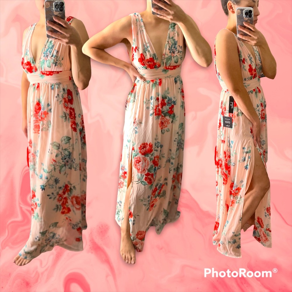 Lulu’s wedding bridal floral maxi meandering dress